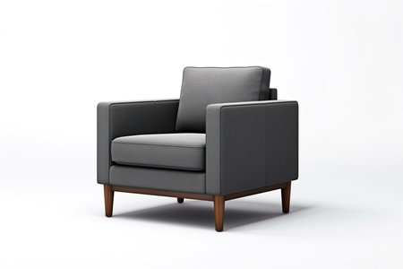 Modern black armchair isolated on white background. 3d rendering.の素材