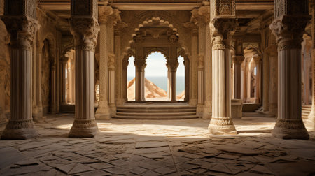Interior view of Amber Fort in Jaipur, Rajasthan, Indiaの素材