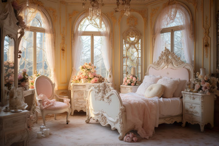 Luxury royal bedroom interior with classic furniture. Classic style.の素材