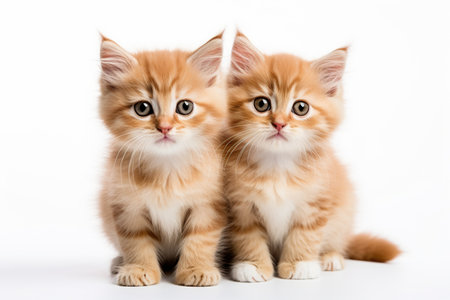 Cute Maine Coon kittens on white background. Studio shot.の素材