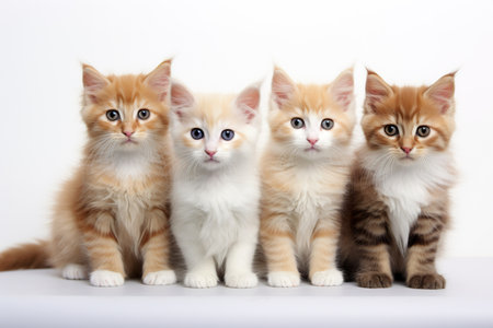 Cute little kittens on a white background. Studio shot. Animal theme.の素材