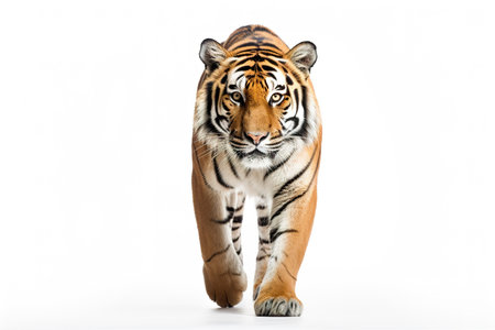 Beautiful tiger isolated on white background. Studio shot of a tiger.の素材