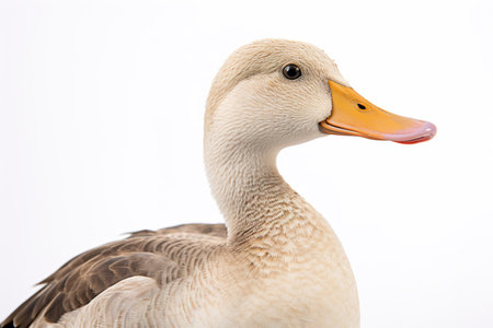 duck isolated on white background, closeup of head and neckの素材