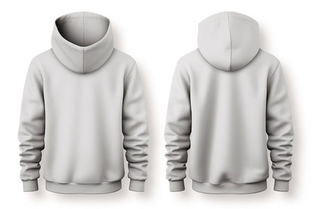 Blank white sweatshirt mockup, front and back view, vector illustrationの素材