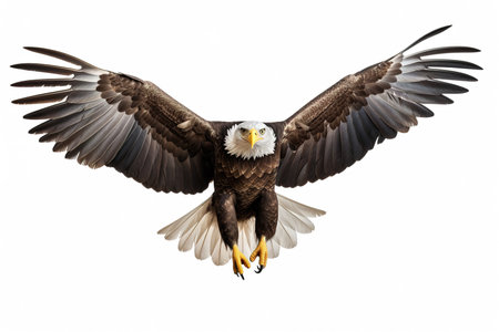 Bald Eagle (Haliaeetus leucocephalus) flying isolated on white backgroundの素材