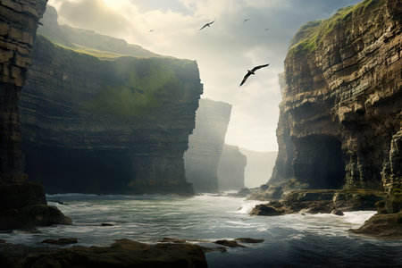 Cliffs of Moher, County Clare, Ireland. Scenic view of the cliffs.の素材