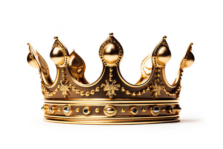 Gold crown isolated on white background. Luxury royal golden crown.の素材
