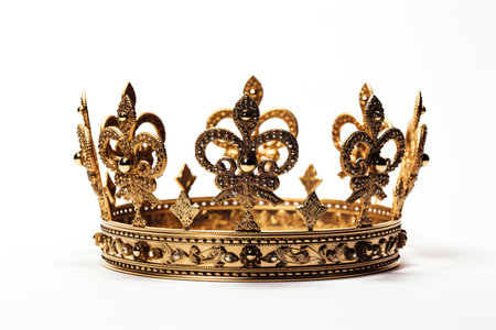 low key image of beautiful queen/king crown. isolated on white backgroundの素材