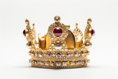low key image of beautiful queen/king crown. isolated on white backgroundの素材