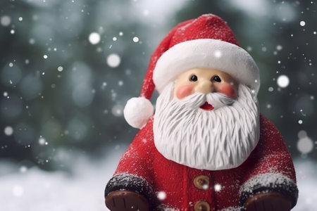 Santa Claus toy on snow background. Christmas and New Year concept.の素材