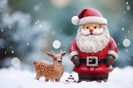 santa claus and deer in the snow, christmas backgroundの素材