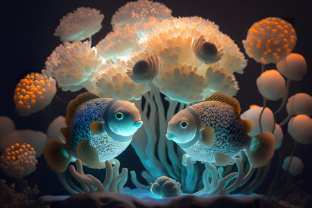 Underwater world. Underwater world. 3d render illustration.の素材