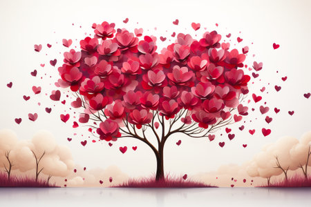 Valentine's day background with heart tree. 3d renderingの素材