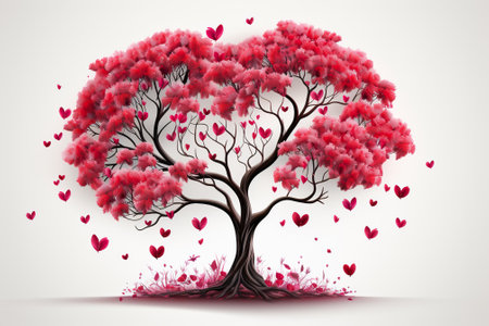 Valentine's day background with heart tree. Vector illustration.の素材