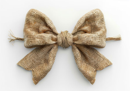 Burlap bow isolated on white background. 3D illustration.の素材