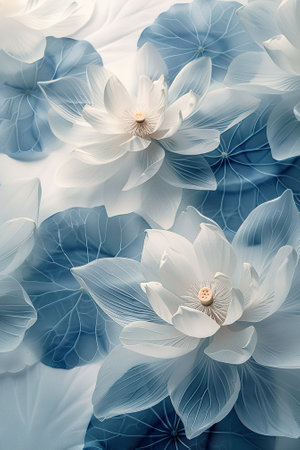 Abstract floral background with white and blue flowers. Soft focus. Toned.の素材