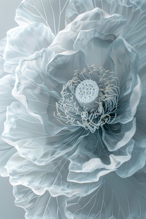 close-up of beautiful white paper flower, studio shot, abstract backgroundの素材