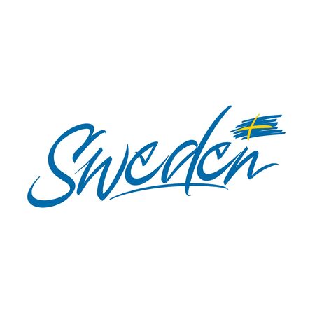 Sweden hand lettering design for t-shirt, mug, poster, postcard, sign. Sveriges Nationaldag. Sverige hand bokstÃ¤ver. Apparel Print.のイラスト素材
