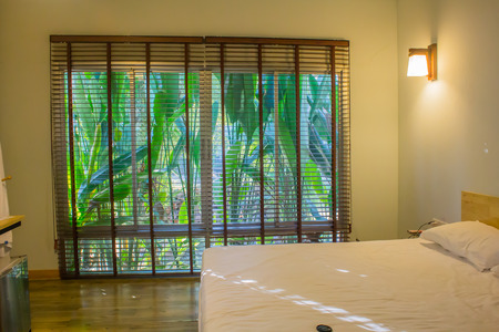 Curtain or blind protected sunlight.の写真素材