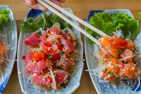 Sashimi Raw fish is a Popular Japanese Cuisine.の写真素材