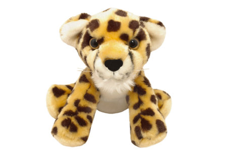 Closeup image of cute little toy of leopard, isolated on white background
