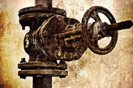Closeup image of sewer valve. Special grunge effectの写真素材