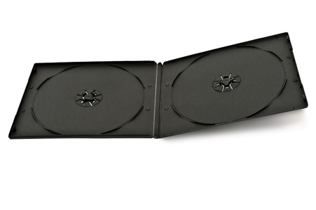 Closeup of case for CD. Isolated on white backgroundの写真素材
