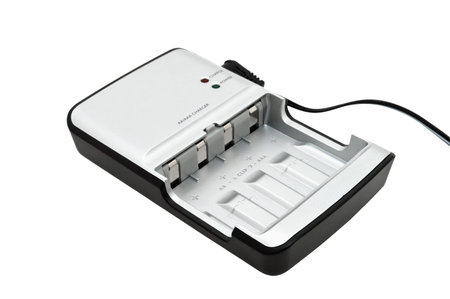 Closeup image of AA/AAA accumulator battery charger, isolated on white background