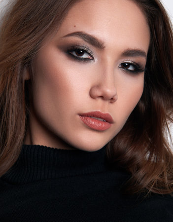 Close-up portrait of the beautiful young girlの写真素材