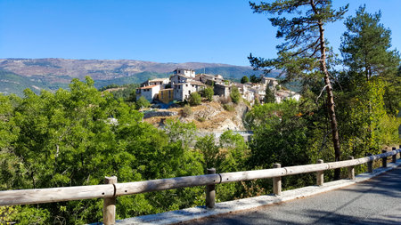 The old village on the hill in middle France.