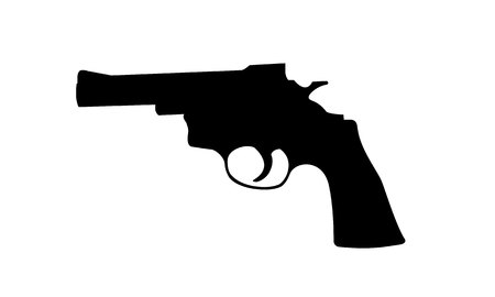Realistic vector silhouette of revolver isolated on white background.のイラスト素材