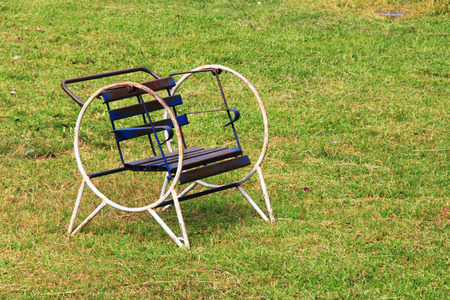a rocking chair In the lawn.の写真素材