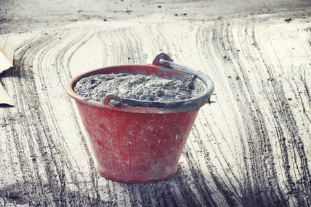 Buckets of cement use construction sand.の写真素材