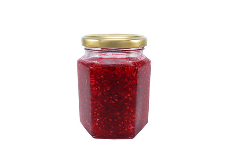 Jar of crimson jam isolatedの写真素材