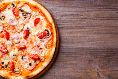 Italian pizza, food background with free spaceの写真素材