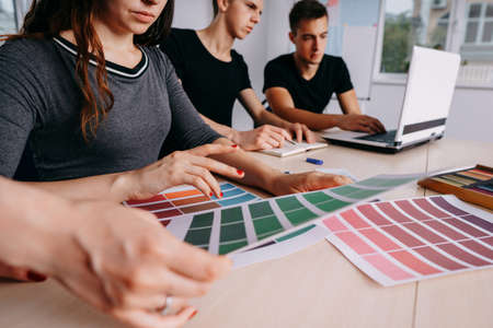 creative team working together at design studioの写真素材