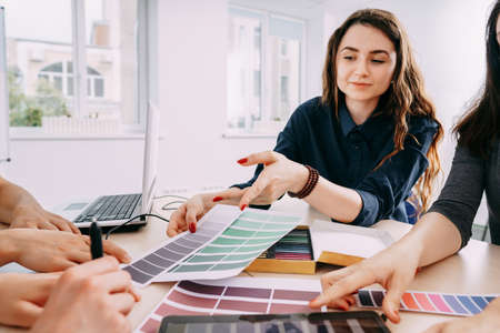 designers working with color samplesの写真素材