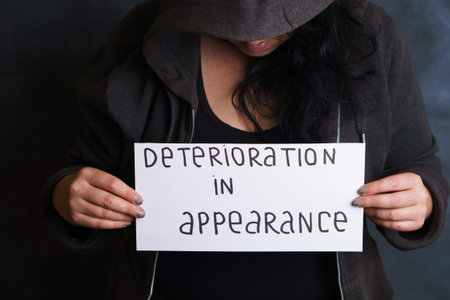 Notorious concerned woman hiding face