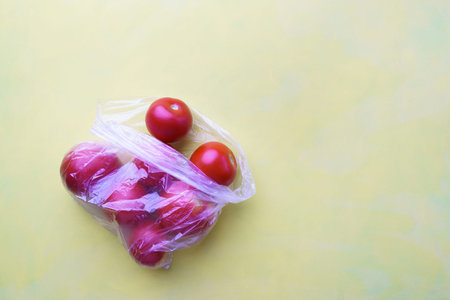 Recycling concept. Fresh food in plastic packageの写真素材