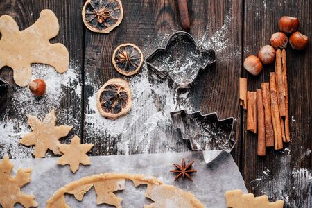 Gingerbread dough for Christmas cookiesの写真素材