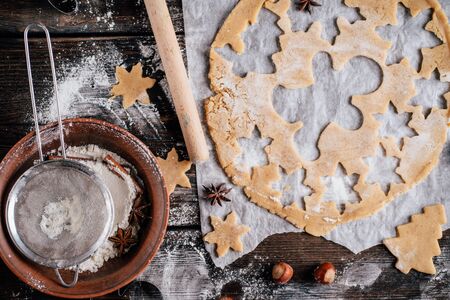 Gingerbread dough for Christmas cookiesの写真素材