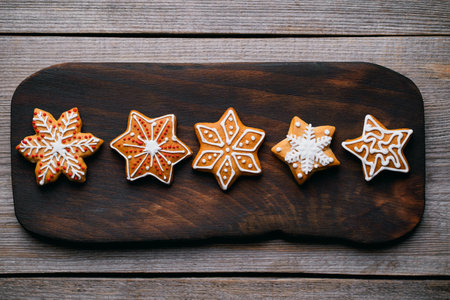 Christmas background with gingerbread cookies