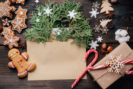 Christmas or New Year greeting card, surprise, holiday preparation. Banner or poster template....