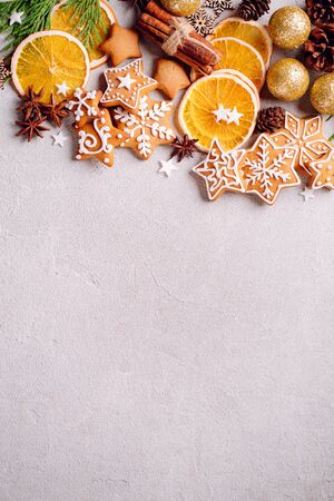 Christmas  with gingerbread cookiesの写真素材