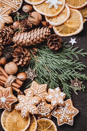 Christmas  with gingerbread cookiesの写真素材