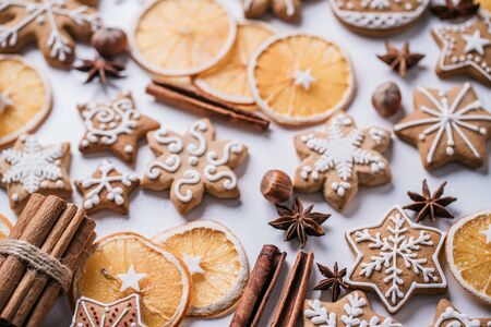 Christmas  with gingerbread cookiesの写真素材