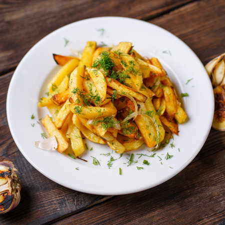 baked potato with spices, home cooking concept