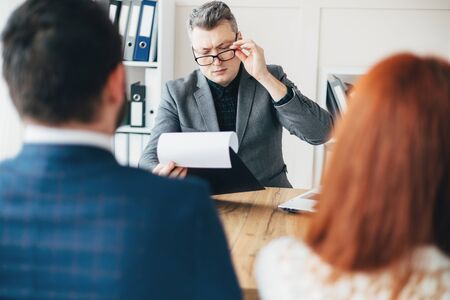 Family couple consultations with a lawyerの写真素材