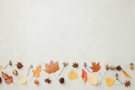 Autumn floral greeting card of dried foliage