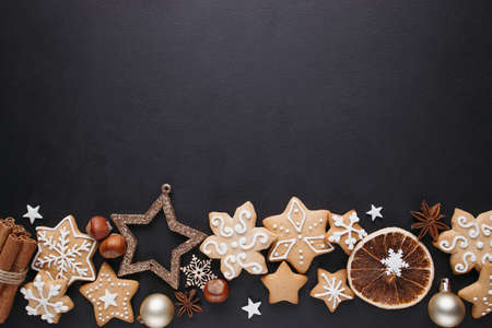 Christmas sweets and decorations compositionの写真素材